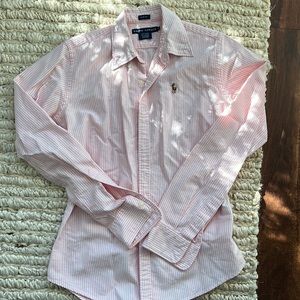 Ralph Lauren Pink White striped button down